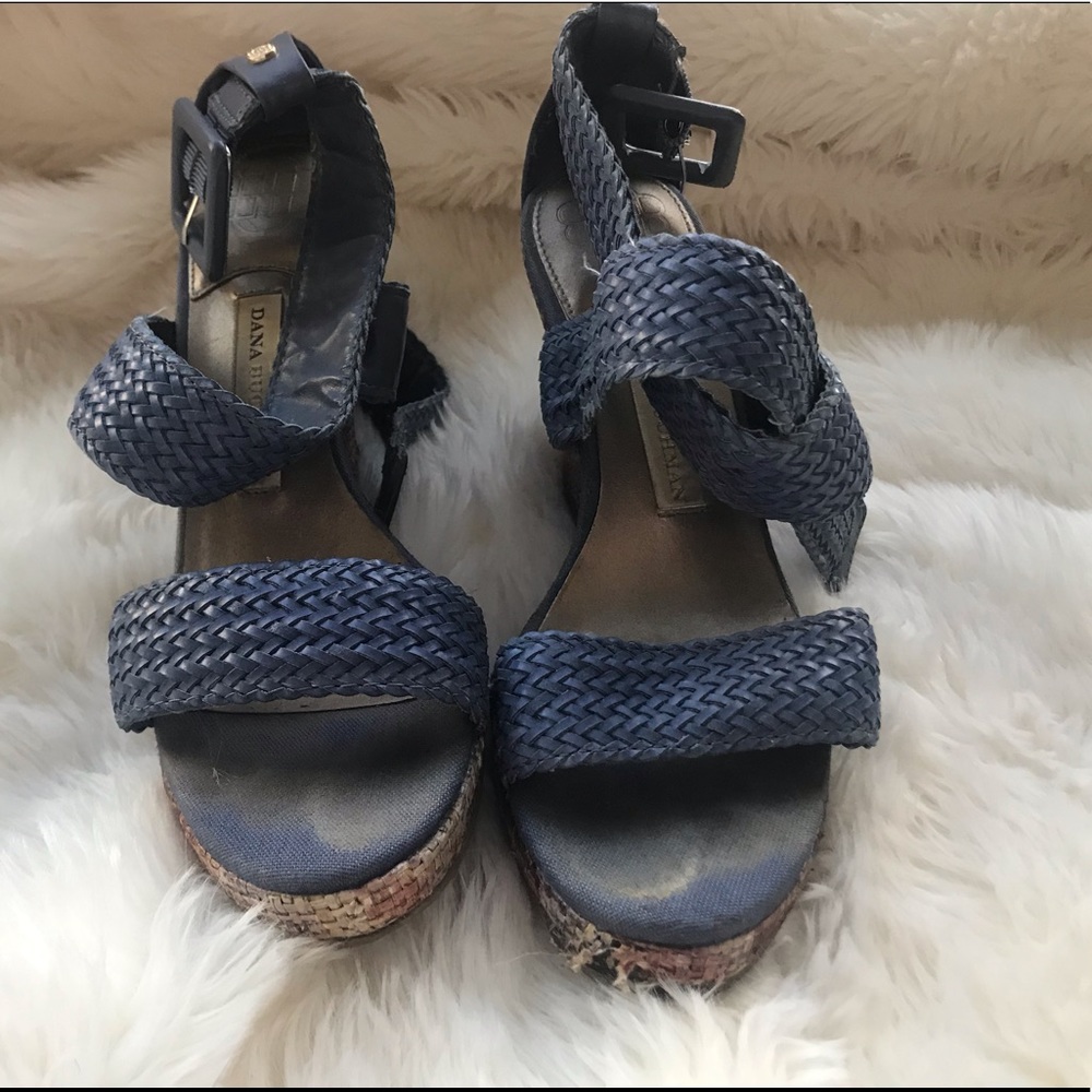 Blue strappy wedges